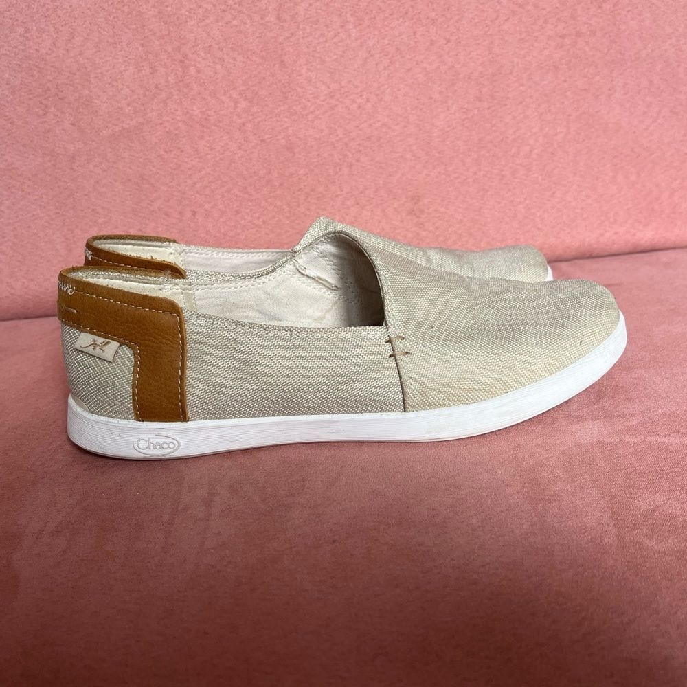Chaco Ionia Cream Canvas Slip On Sneakers Shoes Women’s Size 7.5